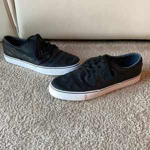 Nike SB Stefan Janoski Zoom Black Leather Bandana Embossed Skate Shoes 12
